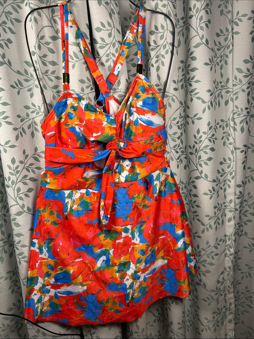 Vibrant Multicolor Floral Tie-Front Sundress